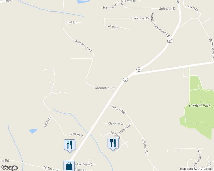 map of restaurants, bars, coffee shops, grocery stores, and more near 1950 Mountain Road in Cumming