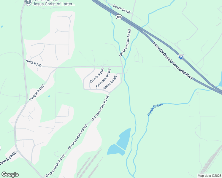map of restaurants, bars, coffee shops, grocery stores, and more near 457 Old Grassdale Road Northeast in Cartersville