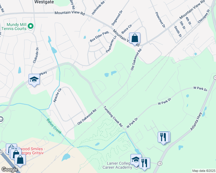 map of restaurants, bars, coffee shops, grocery stores, and more near 4651 Cypress Park Drive in Gainesville