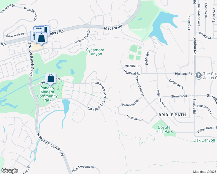map of restaurants, bars, coffee shops, grocery stores, and more near 581 Galloping Hill Road in Simi Valley