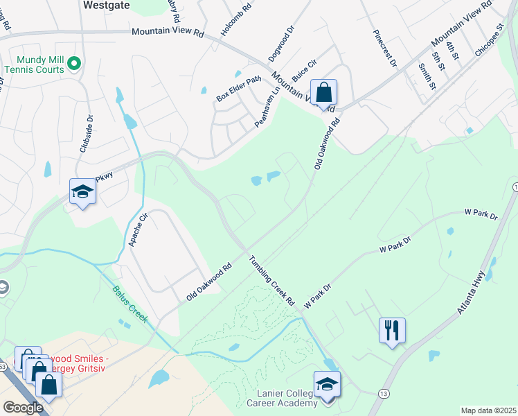map of restaurants, bars, coffee shops, grocery stores, and more near 4651 Cypress Park Drive in Gainesville
