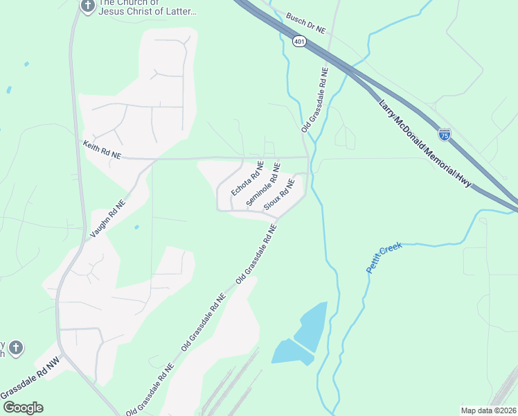 map of restaurants, bars, coffee shops, grocery stores, and more near 13 Habersham Circle Northeast in Cartersville