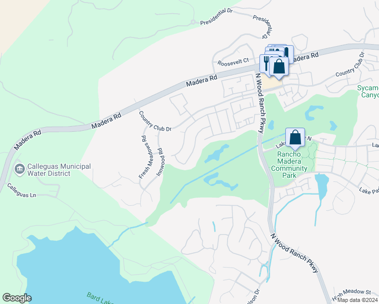 map of restaurants, bars, coffee shops, grocery stores, and more near 855 Links View Drive in Simi Valley