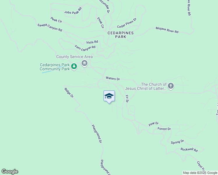 map of restaurants, bars, coffee shops, grocery stores, and more near 21920 Plunge Road in Crestline