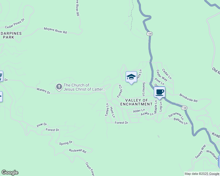 map of restaurants, bars, coffee shops, grocery stores, and more near 22656 Seeley Drive in Crestline