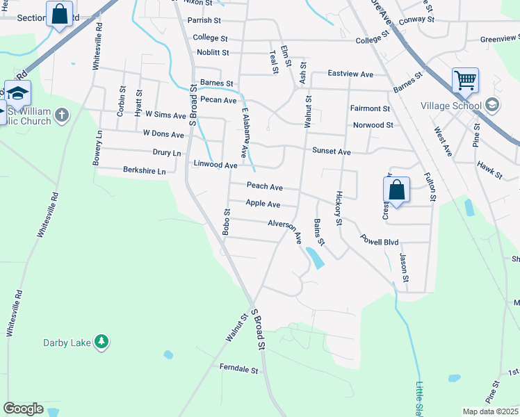 map of restaurants, bars, coffee shops, grocery stores, and more near 412 Alverson Avenue in Albertville