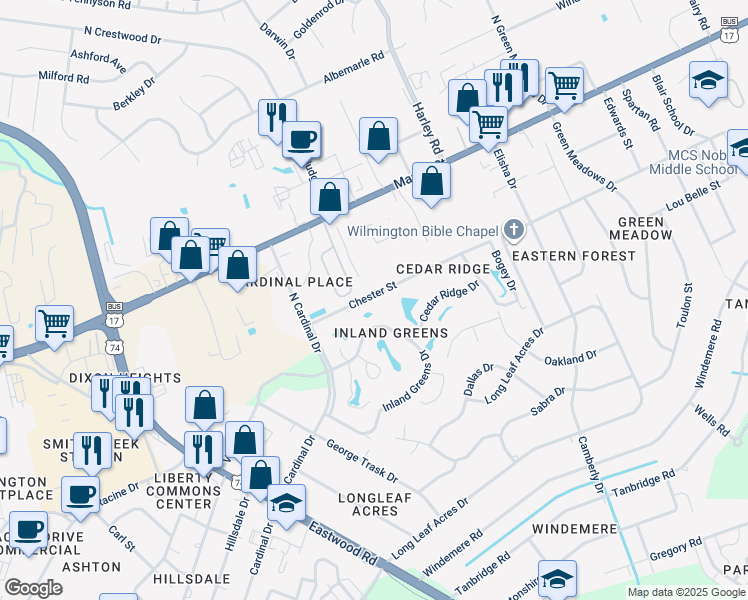 map of restaurants, bars, coffee shops, grocery stores, and more near 5946 Chester Street in Wilmington