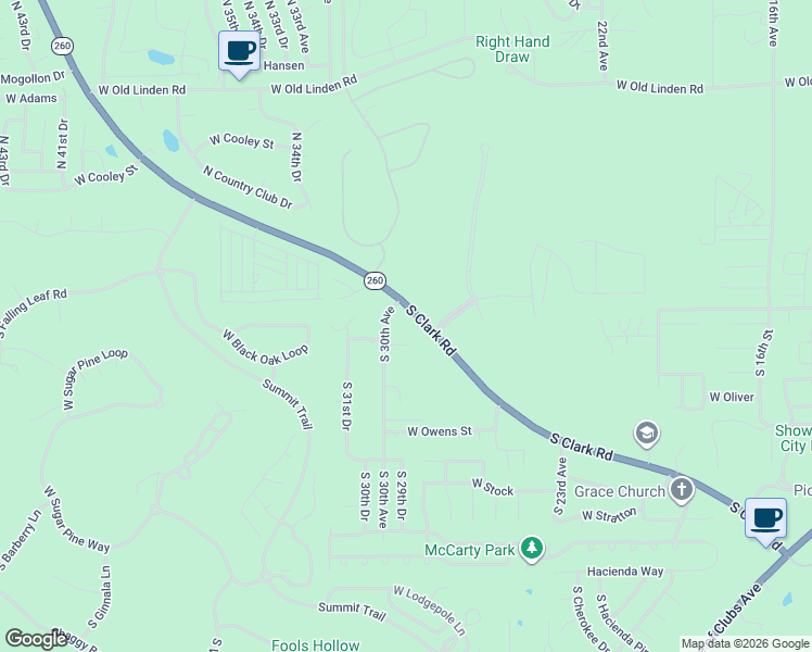 map of restaurants, bars, coffee shops, grocery stores, and more near 121 South 30th Avenue in Show Low