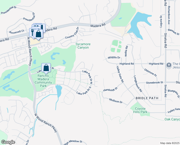 map of restaurants, bars, coffee shops, grocery stores, and more near 119 Sailwind Court in Simi Valley