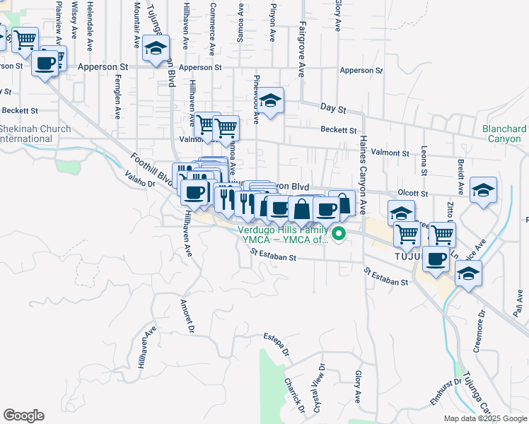 map of restaurants, bars, coffee shops, grocery stores, and more near 7064 Greeley Street in Los Angeles