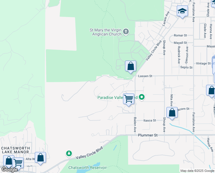 map of restaurants, bars, coffee shops, grocery stores, and more near 22740 Dale Court in Los Angeles