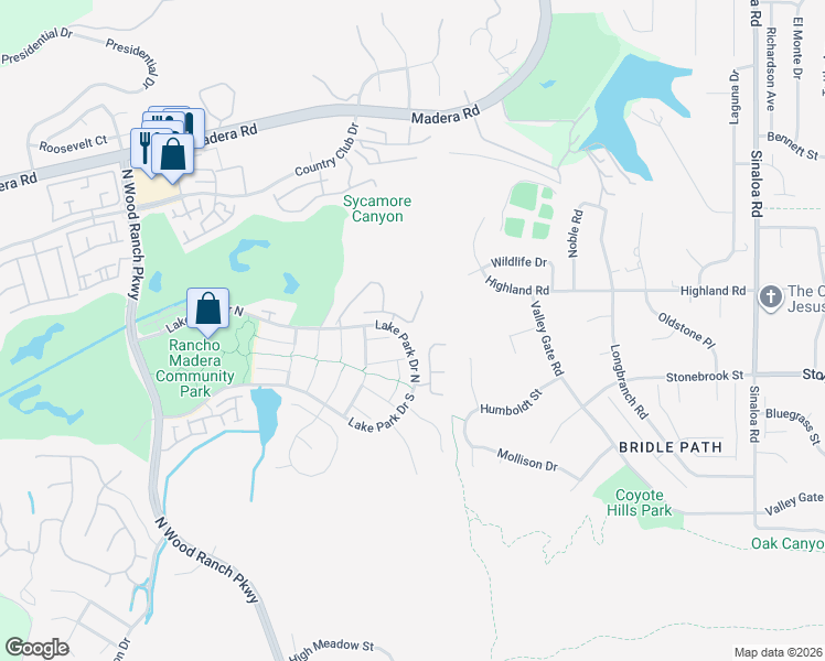 map of restaurants, bars, coffee shops, grocery stores, and more near 119 Sailwind Court in Simi Valley