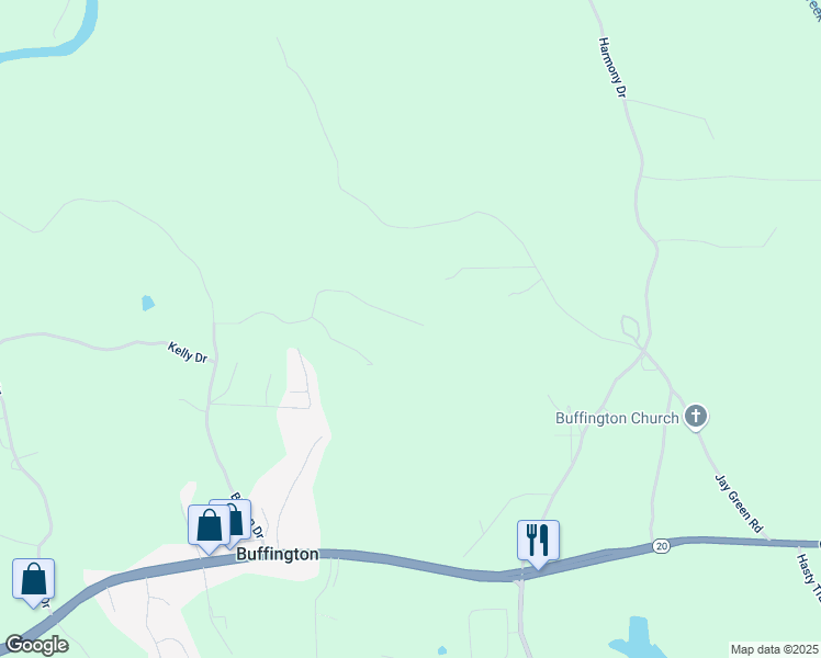 map of restaurants, bars, coffee shops, grocery stores, and more near 114 Hardwood Lane in Canton