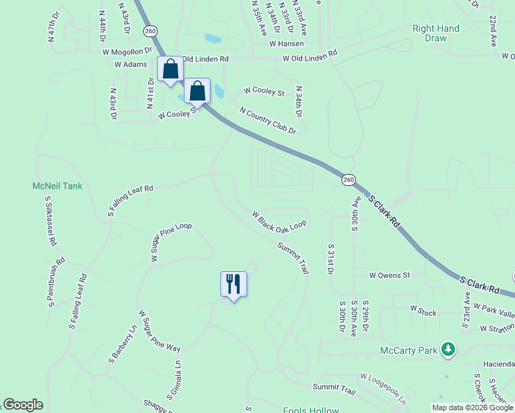 map of restaurants, bars, coffee shops, grocery stores, and more near 3060 West Black Oak Loop in Show Low