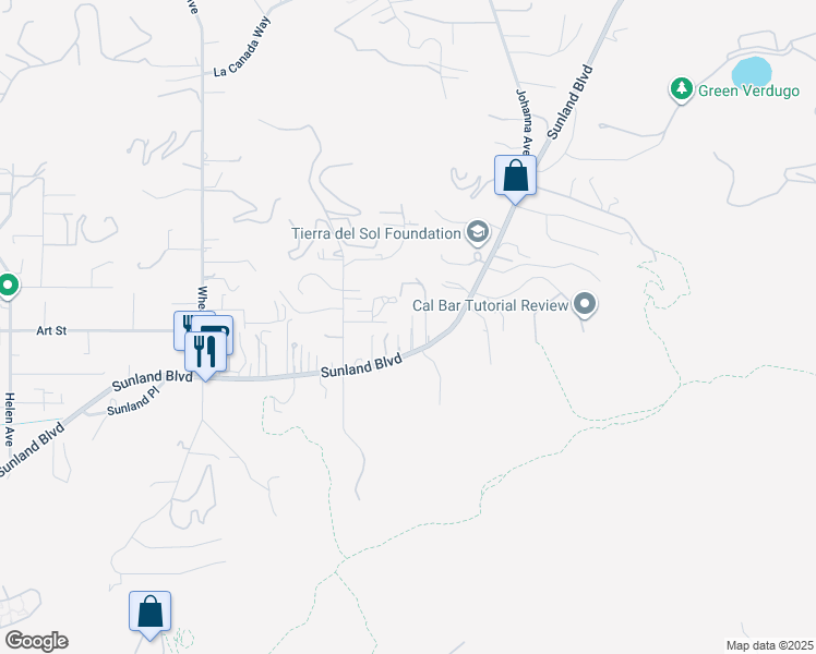 map of restaurants, bars, coffee shops, grocery stores, and more near 9819 Sunland Boulevard in Los Angeles