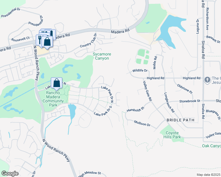 map of restaurants, bars, coffee shops, grocery stores, and more near 119 Sailwind Court in Simi Valley