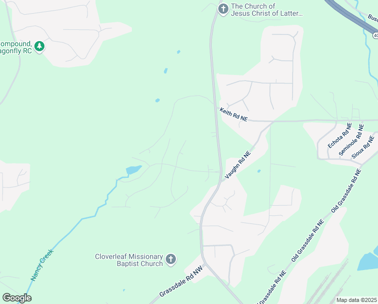 map of restaurants, bars, coffee shops, grocery stores, and more near 13 Oakside Court in Cartersville