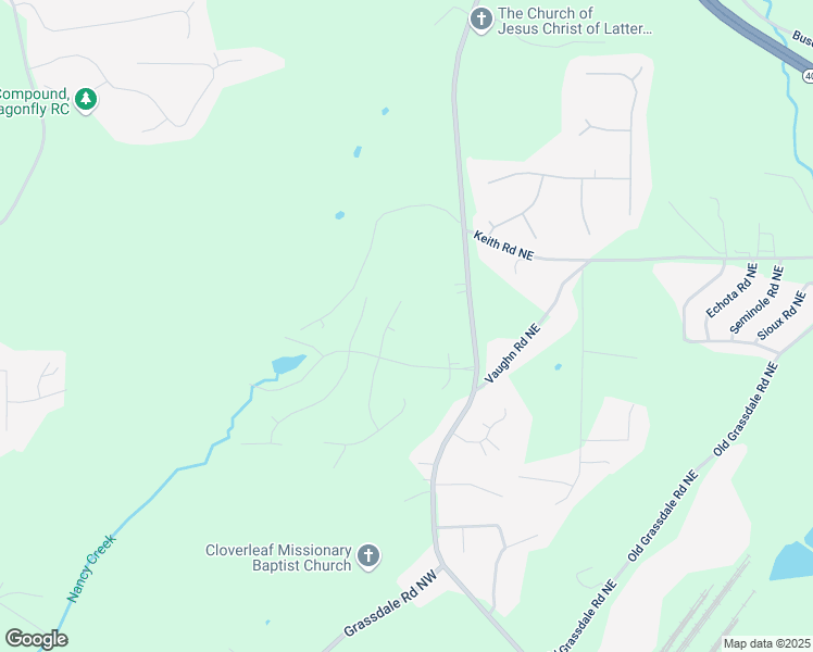 map of restaurants, bars, coffee shops, grocery stores, and more near 13 Oakside Court in Cartersville