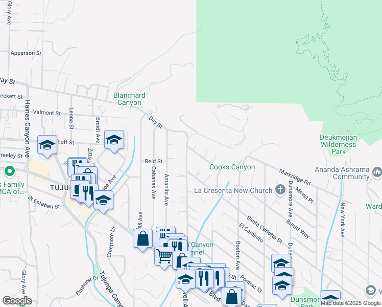 map of restaurants, bars, coffee shops, grocery stores, and more near 4934 Lowell Avenue in Glendale