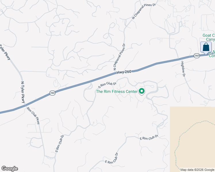 map of restaurants, bars, coffee shops, grocery stores, and more near 201 South Rim Club Drive in Payson