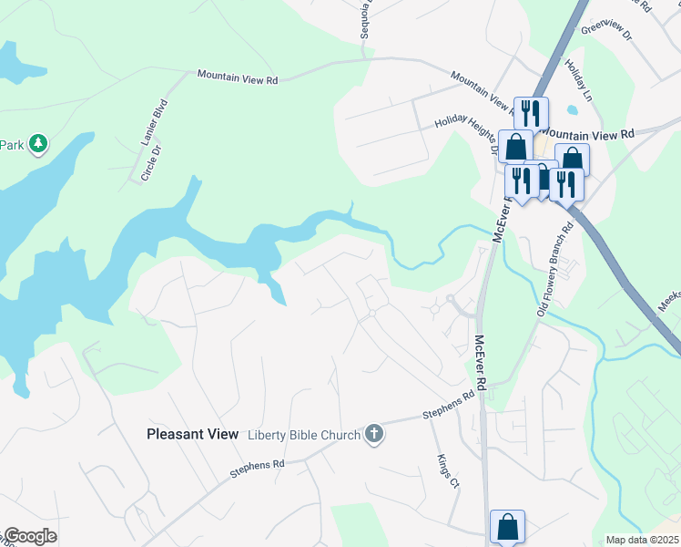 map of restaurants, bars, coffee shops, grocery stores, and more near 4923 Odell Drive in Gainesville