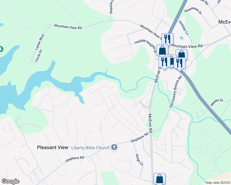 map of restaurants, bars, coffee shops, grocery stores, and more near 4989 Fawnwood Drive in Gainesville