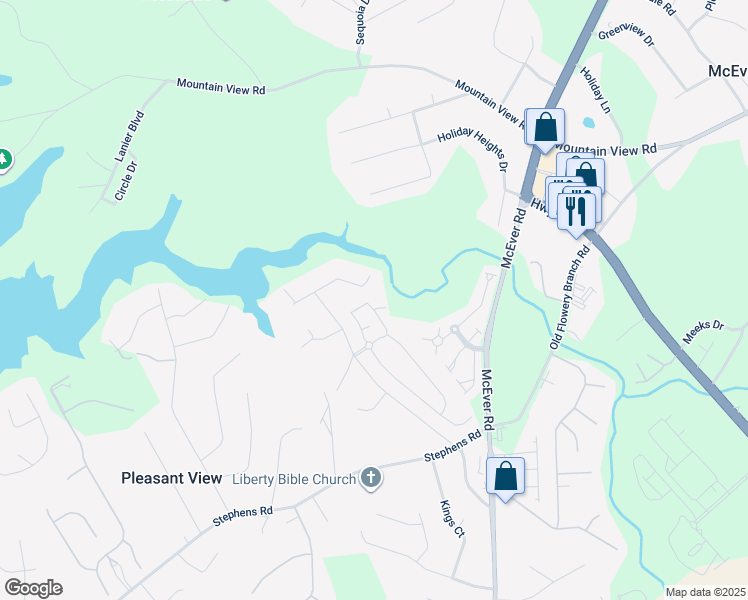 map of restaurants, bars, coffee shops, grocery stores, and more near 4989 Fawnwood Drive in Gainesville