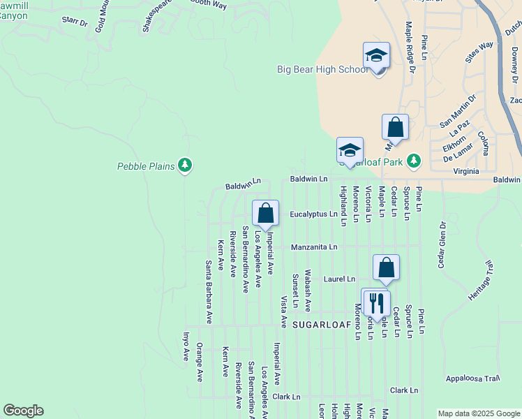 map of restaurants, bars, coffee shops, grocery stores, and more near 183 Los Angeles Avenue in Sugarloaf