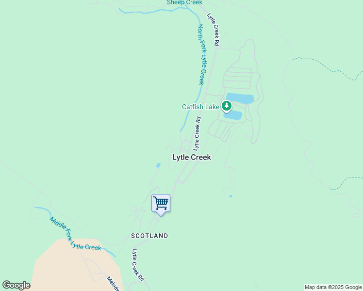 map of restaurants, bars, coffee shops, grocery stores, and more near Glenn Way in Lytle Creek