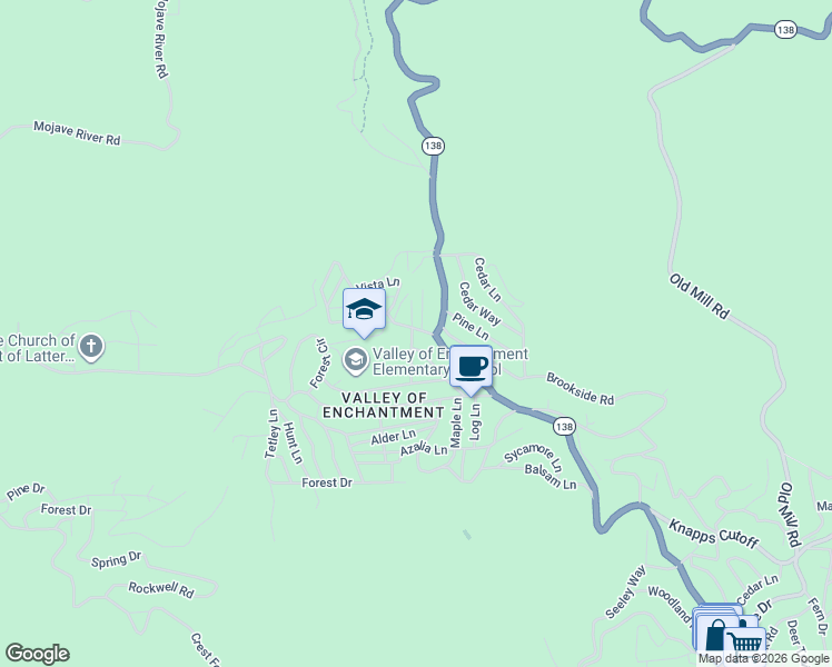 map of restaurants, bars, coffee shops, grocery stores, and more near 208 California 138 in Crestline
