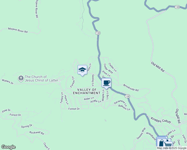 map of restaurants, bars, coffee shops, grocery stores, and more near 208 California 138 in Crestline