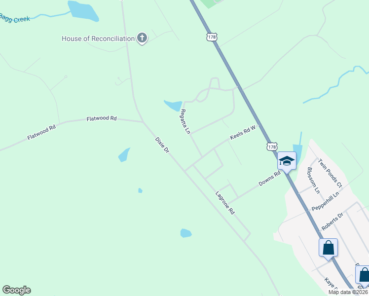 map of restaurants, bars, coffee shops, grocery stores, and more near 316 Keels Road West in Hodges