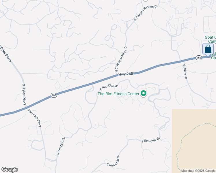 map of restaurants, bars, coffee shops, grocery stores, and more near 201 South Rim Club Drive in Payson