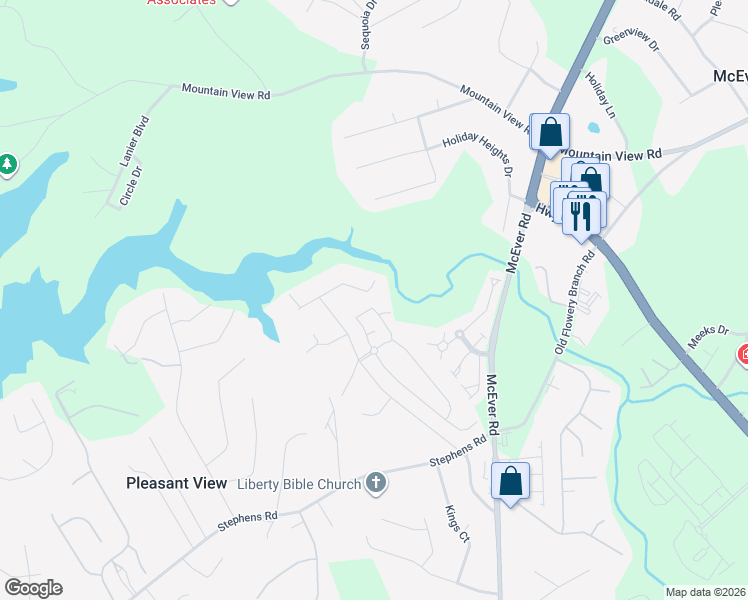 map of restaurants, bars, coffee shops, grocery stores, and more near 4934 Odell Drive in Gainesville