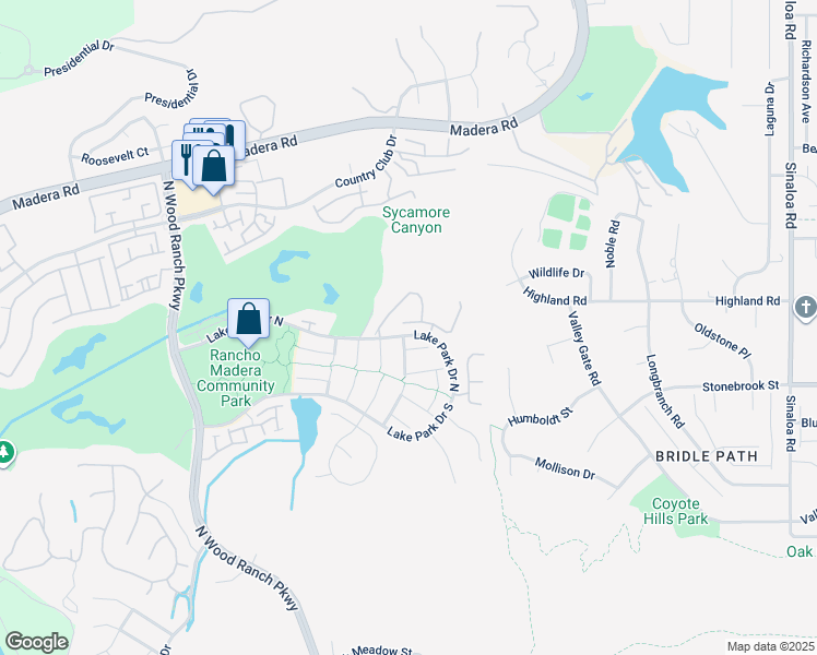 map of restaurants, bars, coffee shops, grocery stores, and more near 82 Valley Crest Road in Simi Valley