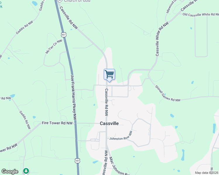 map of restaurants, bars, coffee shops, grocery stores, and more near 1800 Cassville Road Northwest in Cartersville