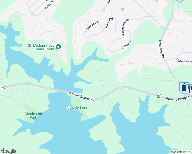 map of restaurants, bars, coffee shops, grocery stores, and more near 6265 Reives Road in Cumming