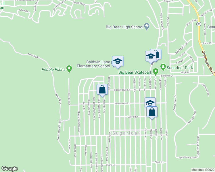 map of restaurants, bars, coffee shops, grocery stores, and more near in Big Bear