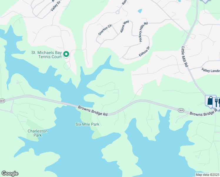 map of restaurants, bars, coffee shops, grocery stores, and more near 6265 Reives Road in Cumming