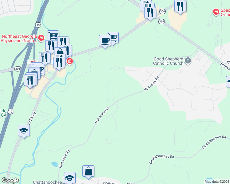map of restaurants, bars, coffee shops, grocery stores, and more near 3765 Falling Leaf Lane in Cumming