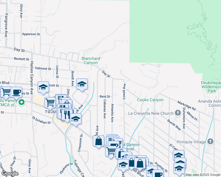 map of restaurants, bars, coffee shops, grocery stores, and more near 6257 Delfino Street in Los Angeles