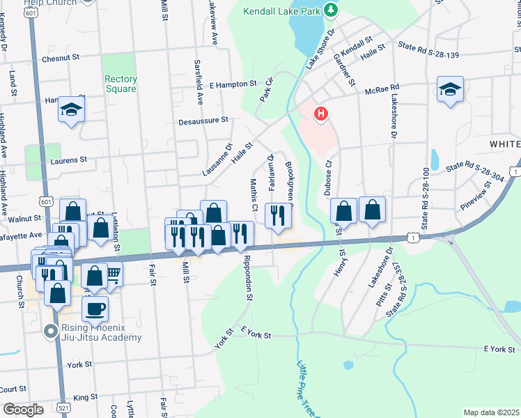 map of restaurants, bars, coffee shops, grocery stores, and more near 1117 Mathis Court in Camden