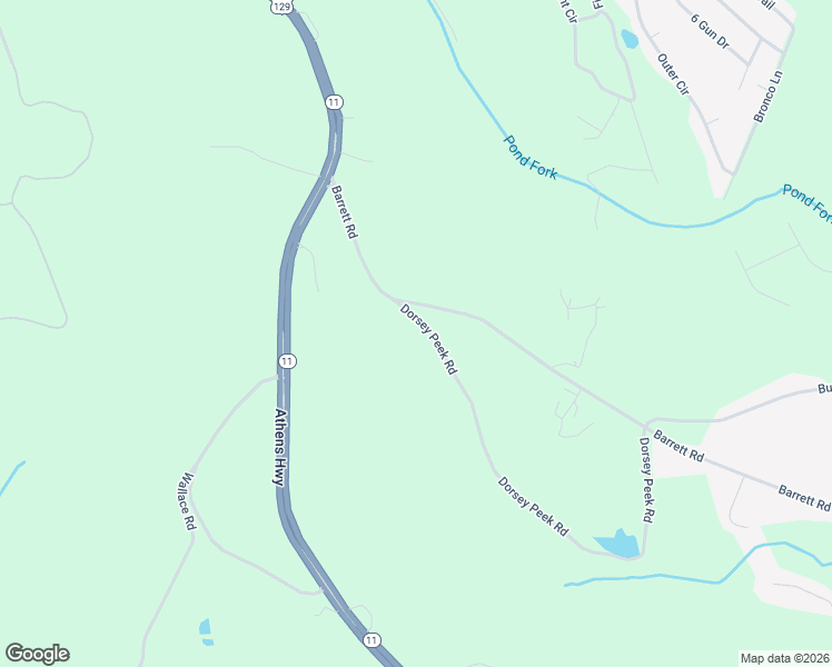 map of restaurants, bars, coffee shops, grocery stores, and more near 2720 Dorsey Peek Road in Gainesville