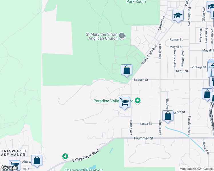 map of restaurants, bars, coffee shops, grocery stores, and more near 22755 Dale Court in Los Angeles
