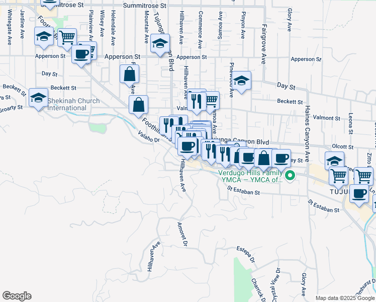 map of restaurants, bars, coffee shops, grocery stores, and more near in Los Angeles