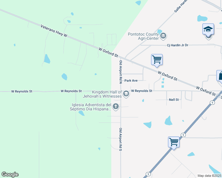 map of restaurants, bars, coffee shops, grocery stores, and more near 537 West Reynolds Street in Pontotoc