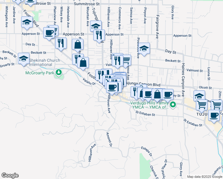 map of restaurants, bars, coffee shops, grocery stores, and more near in Los Angeles