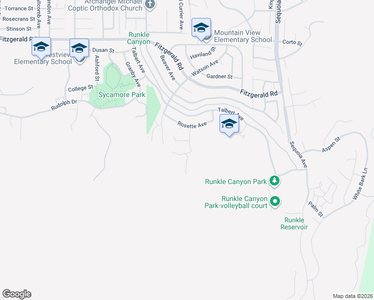 map of restaurants, bars, coffee shops, grocery stores, and more near 577 Comet Avenue in Simi Valley