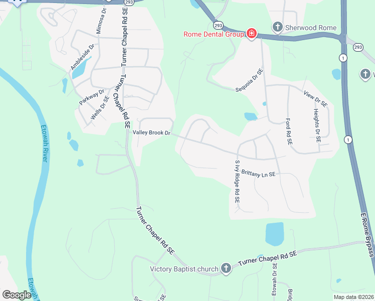 map of restaurants, bars, coffee shops, grocery stores, and more near 3 Laurchris Drive Southeast in Rome