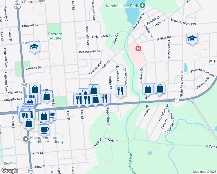 map of restaurants, bars, coffee shops, grocery stores, and more near 1117 Mathis Ct in Camden